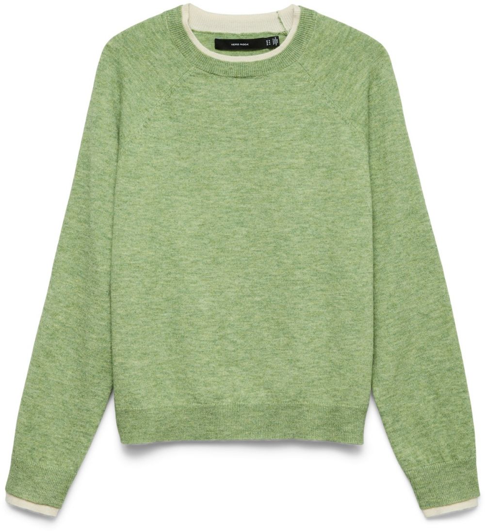 VERO MODA Sveter 'VMWONDERFUL'  svetlozelená / prírodná biela