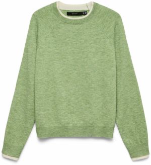VERO MODA Sveter 'VMWONDERFUL'  svetlozelená / prírodná biela