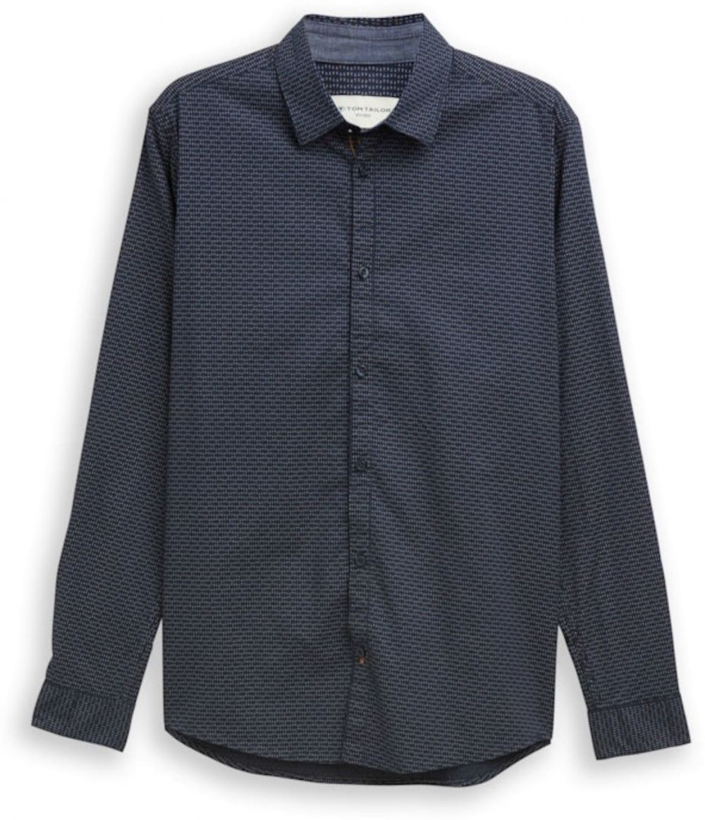 TOM TAILOR Košeľa  námornícka modrá / kráľovská modrá / svetlohnedá