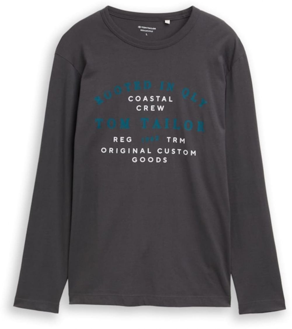 TOM TAILOR Tričko  antracitová / petrolejová / biela