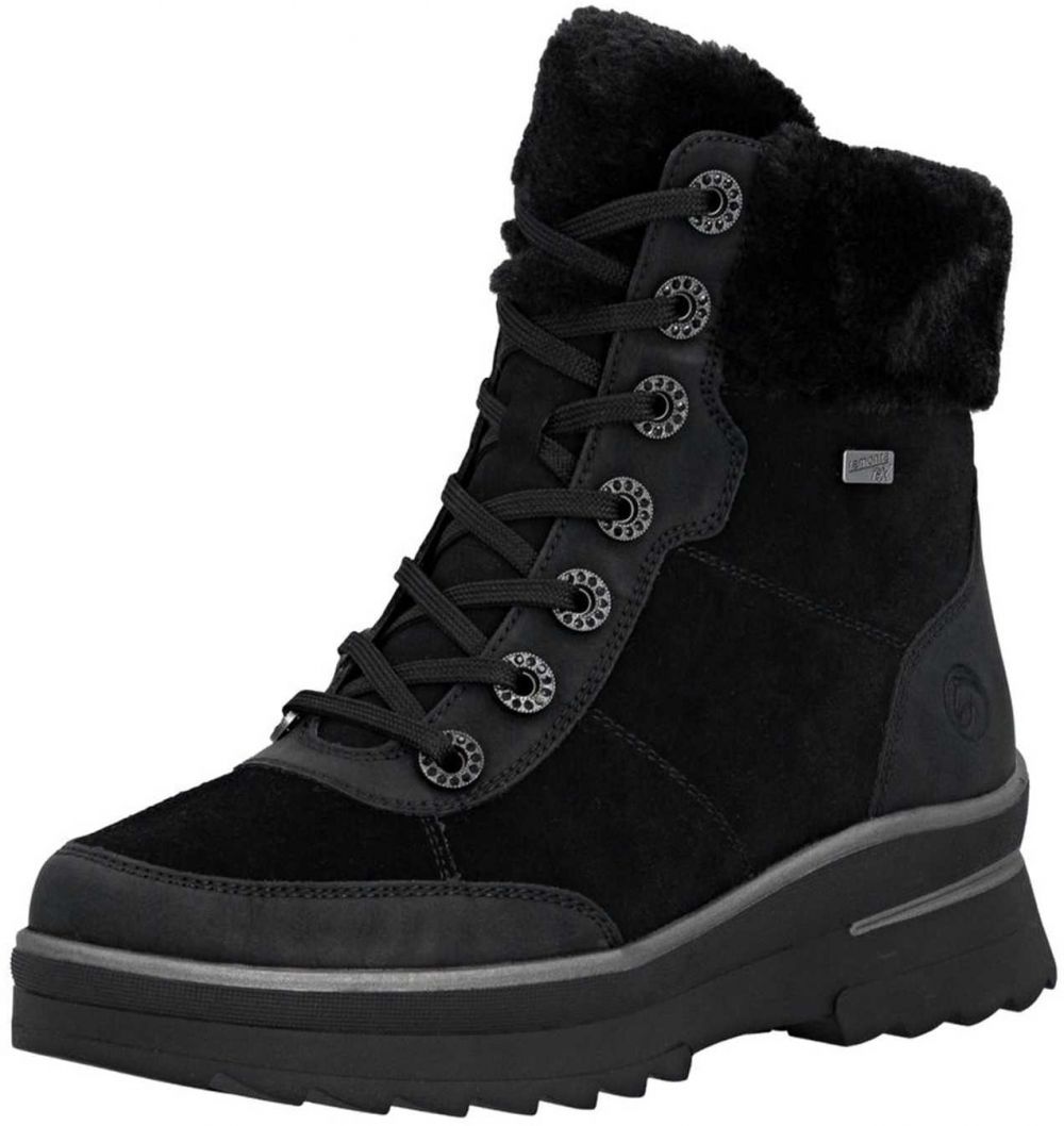 REMONTE Šnurovacie členkové čižmy  čierna