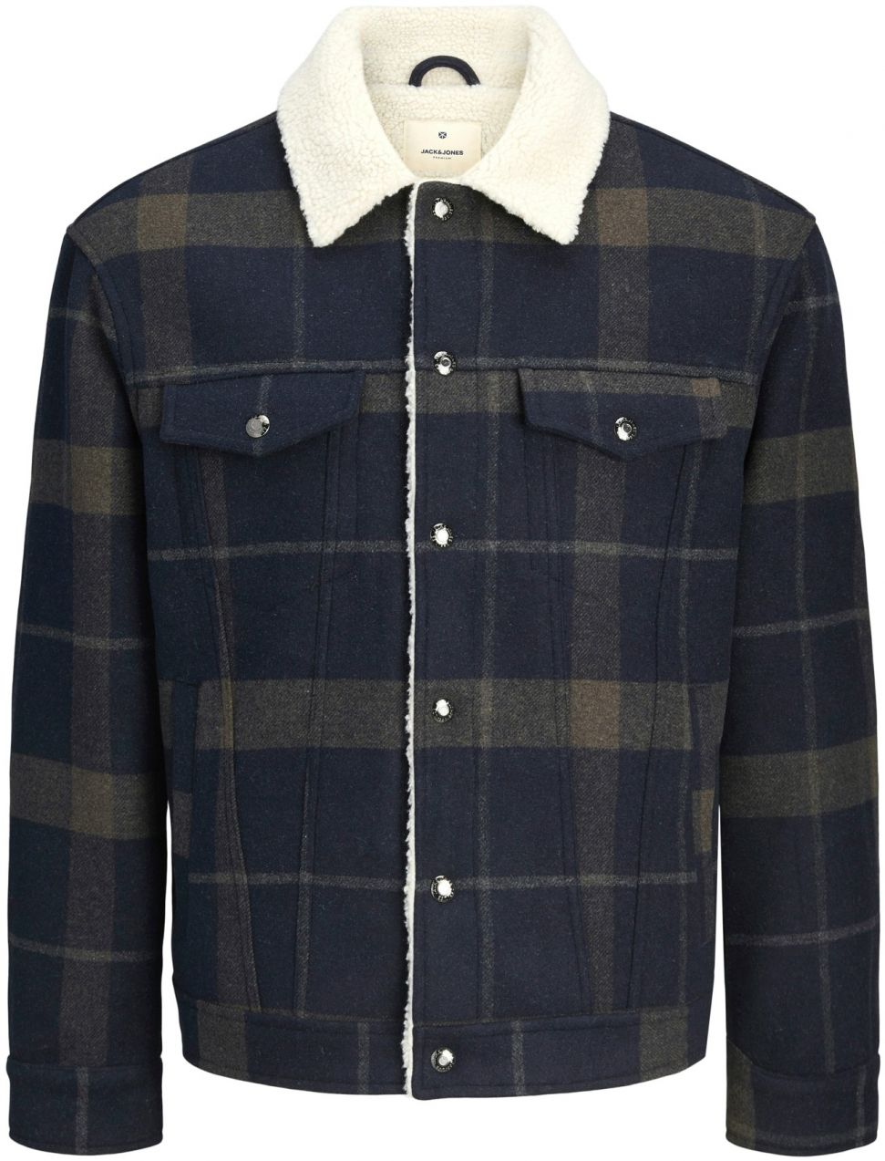 Jack & Jones Premium Prechodná bunda  námornícka modrá / kaki / prírodná biela