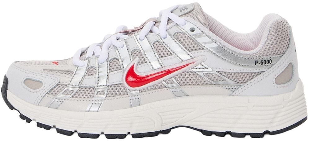 Nike Sportswear Tenisky 'P-6000'  sivá / červená / strieborná / šedobiela