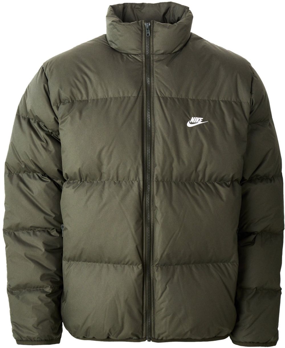 Nike Sportswear Zimná bunda 'CLUB'  olivová / biela