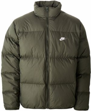 Nike Sportswear Zimná bunda 'CLUB'  olivová / biela