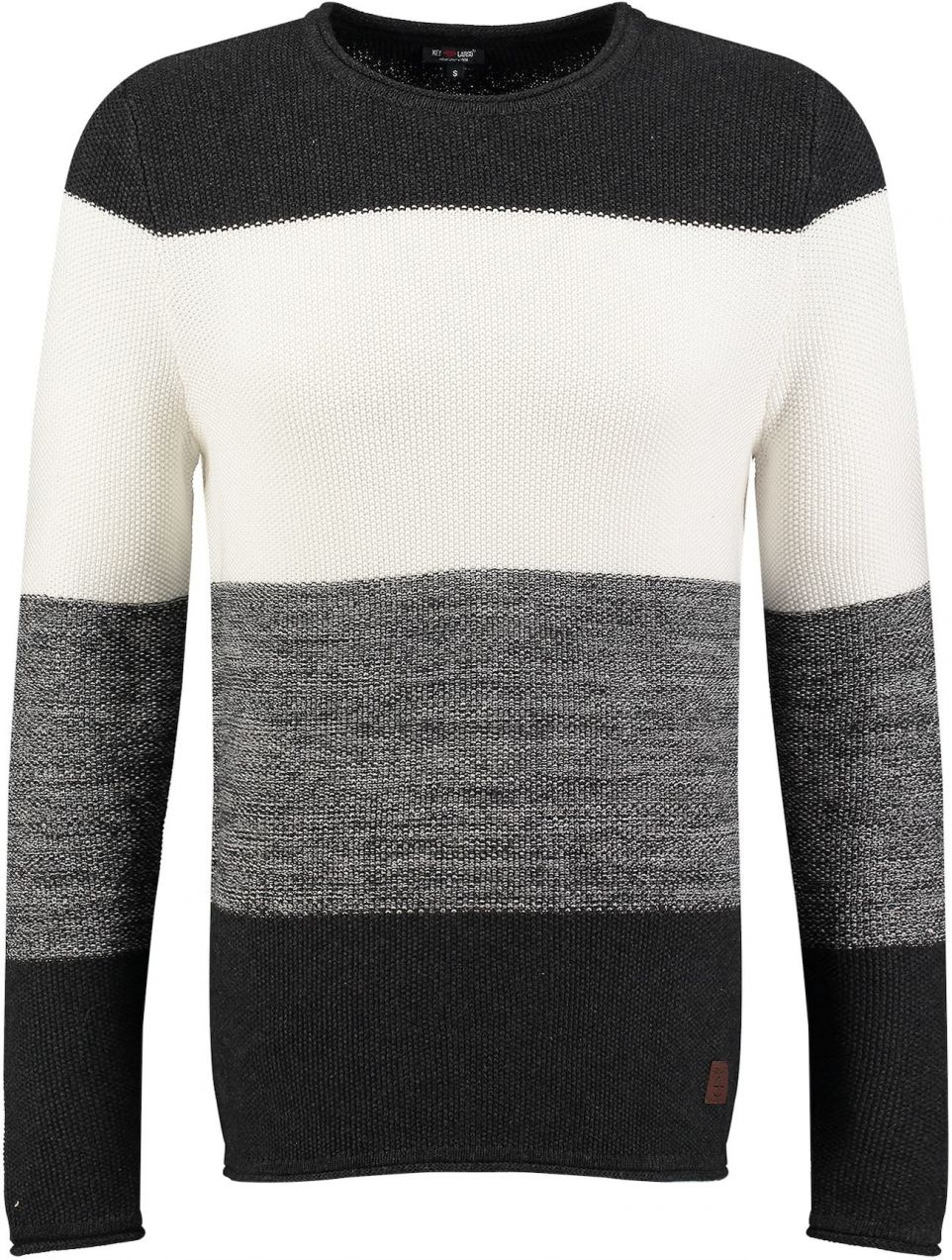 Key Largo Sveter 'Jogi'  antracitová / sivá melírovaná / biela