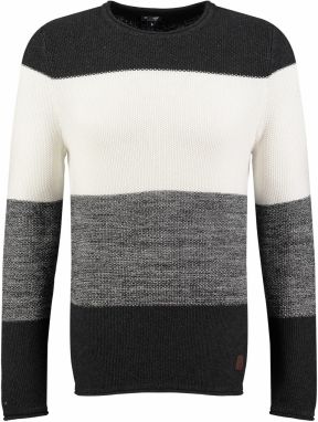 Key Largo Sveter 'Jogi'  antracitová / sivá melírovaná / biela