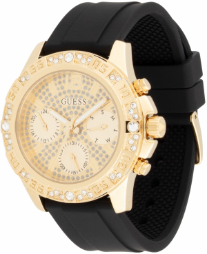 GUESS Analógové hodinky 'Majesty'  zlatá / čierna / priehľadná