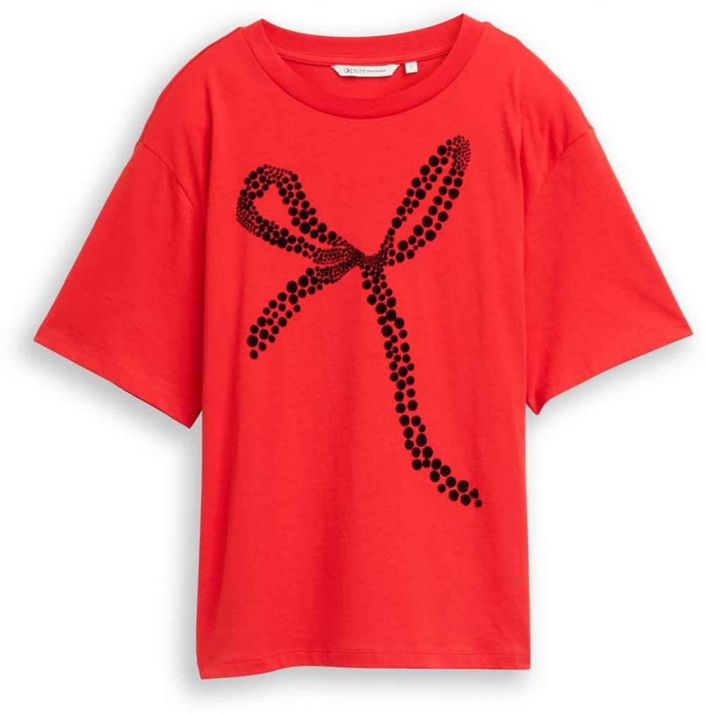 TOM TAILOR DENIM Tričko  červená / čierna