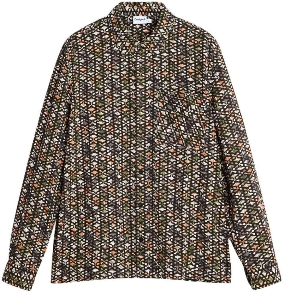 Desigual Košeľa  kaki / svetlooranžová / čierna