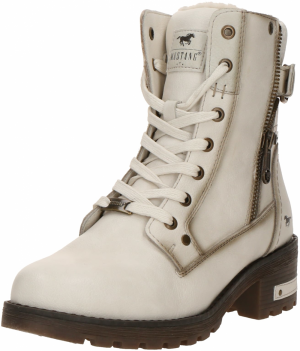 MUSTANG Šnurovacie členkové čižmy  šedobiela