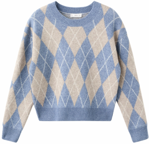MANGO TEEN Sveter  béžová melírovaná / modrosivá / biela
