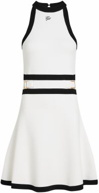 Karl Lagerfeld Pletené šaty 'DNA BELTED '  čierna / biela