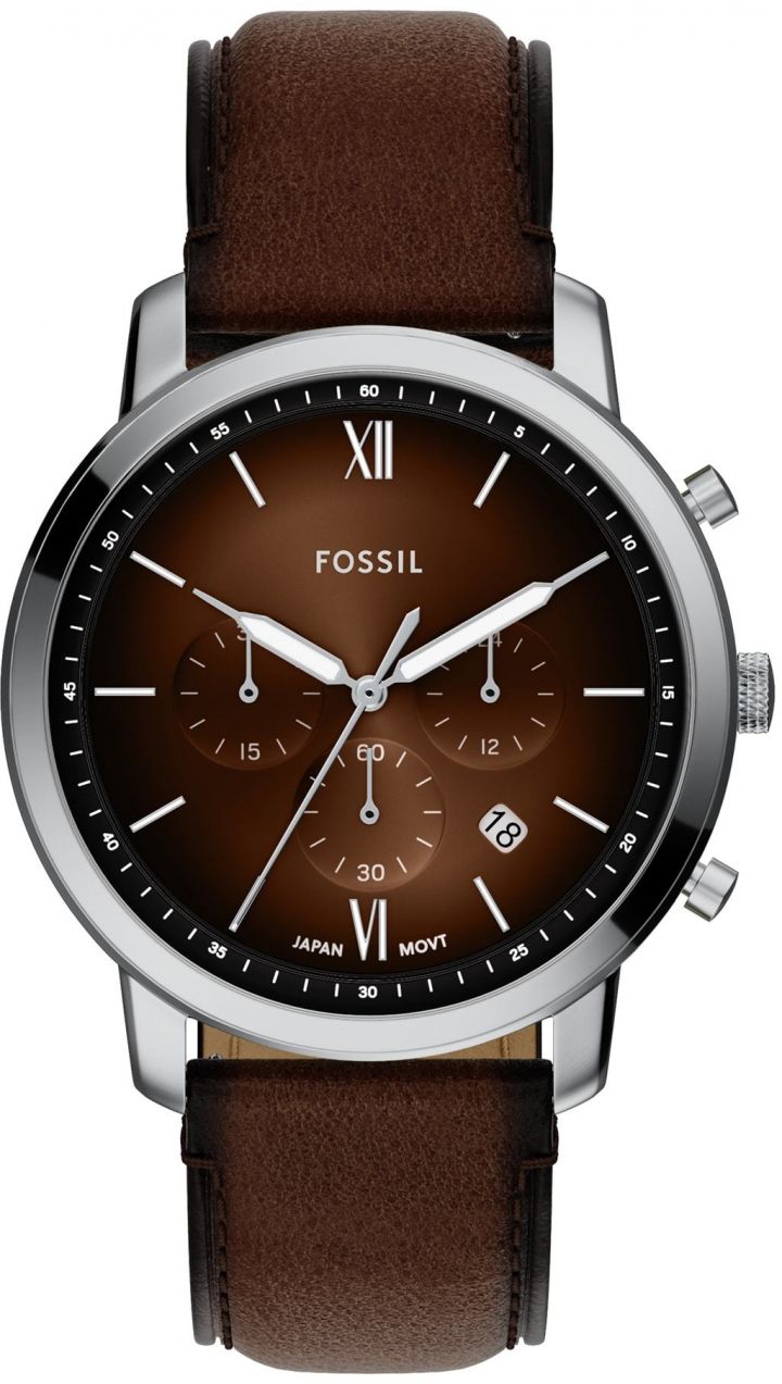 FOSSIL Analógové hodinky  tmavohnedá / strieborná