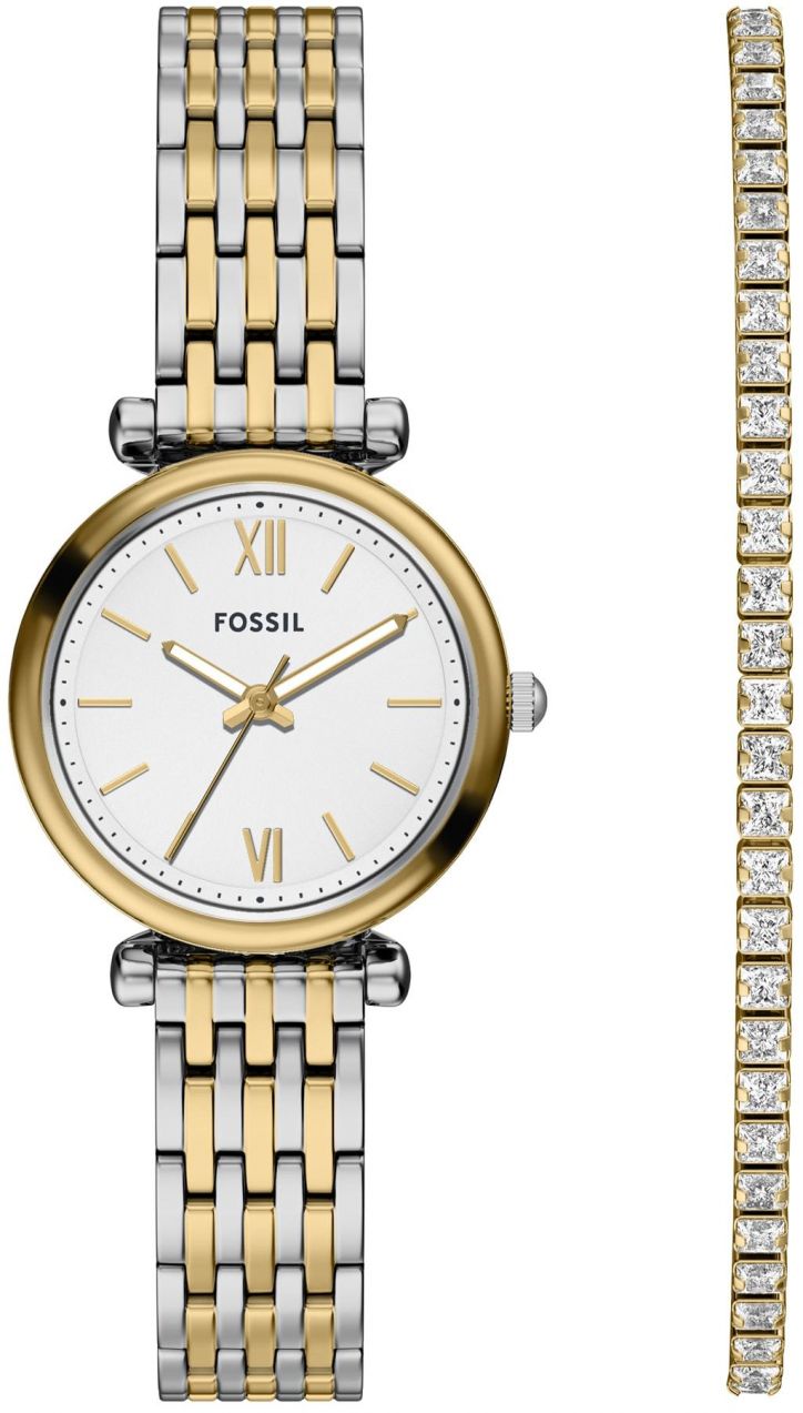 FOSSIL Analógové hodinky 'Carlie'  zlatá / strieborná