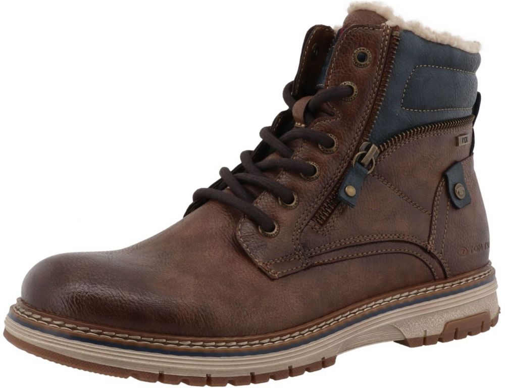 TOM TAILOR Šnurovacie čižmy  námornícka modrá / hnedá