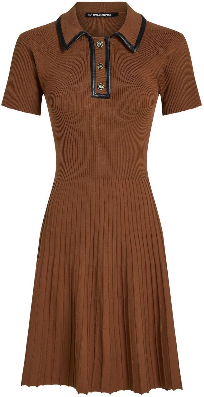 Karl Lagerfeld Pletené šaty  karamelová / čierna