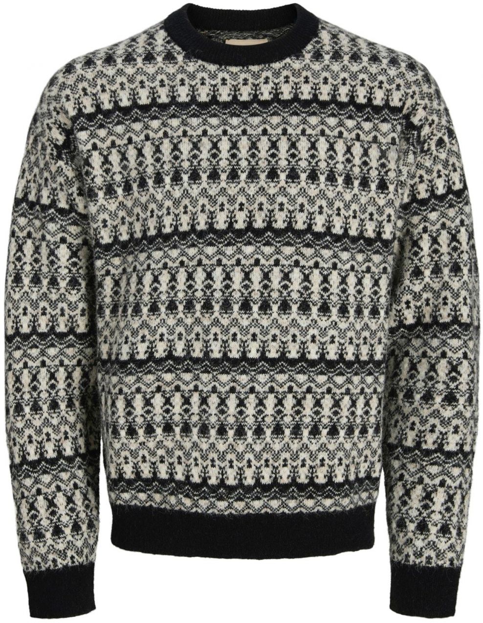 Jack & Jones Premium Sveter 'JPRBLUMAX FAIRISLE'  sivá / čierna