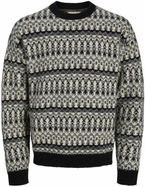Jack & Jones Premium Sveter 'JPRBLUMAX FAIRISLE'  sivá / čierna