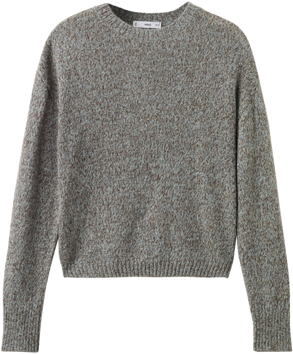 MANGO Sveter 'BICO'  svetlomodrá / hnedá