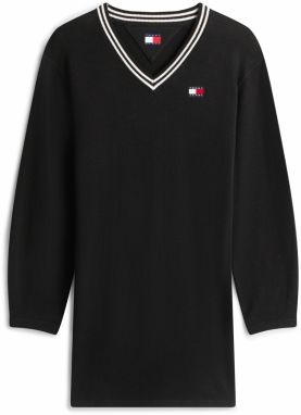 Tommy Jeans Pletené šaty  červená / čierna / biela