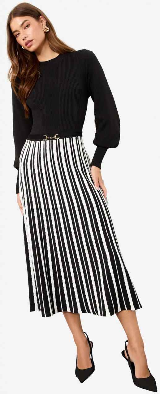 Lipsy Pletené šaty  čierna / biela