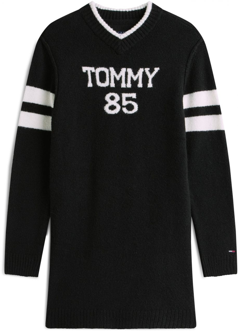 Tommy Jeans Pletené šaty  čierna / biela