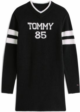 Tommy Jeans Pletené šaty  čierna / biela