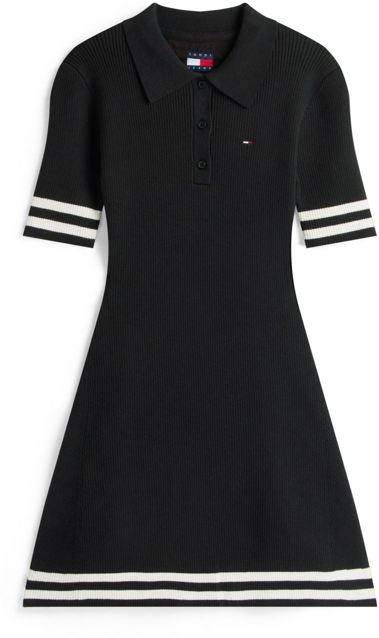 Tommy Jeans Pletené šaty  námornícka modrá / červená / čierna / biela