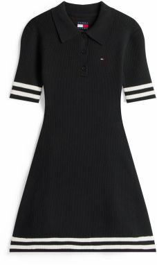 Tommy Jeans Pletené šaty  námornícka modrá / červená / čierna / biela