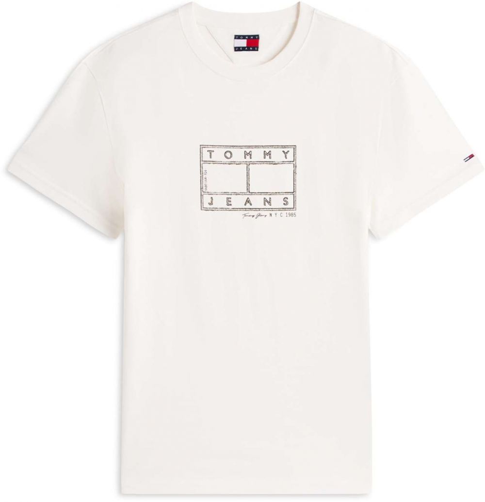 Tommy Jeans Tričko  čierna / prírodná biela