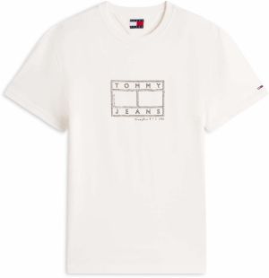 Tommy Jeans Tričko  čierna / prírodná biela