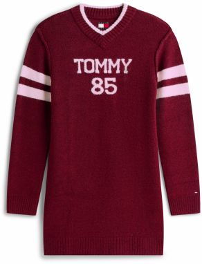 Tommy Jeans Pletené šaty  orchideová / farba lesného ovocia