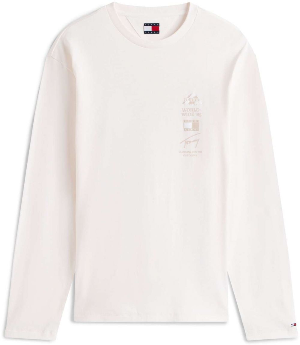 Tommy Jeans Tričko  béžová / biela