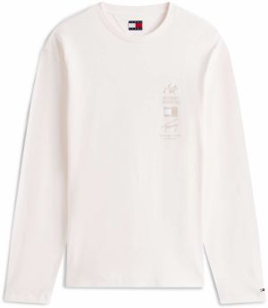 Tommy Jeans Tričko  béžová / biela