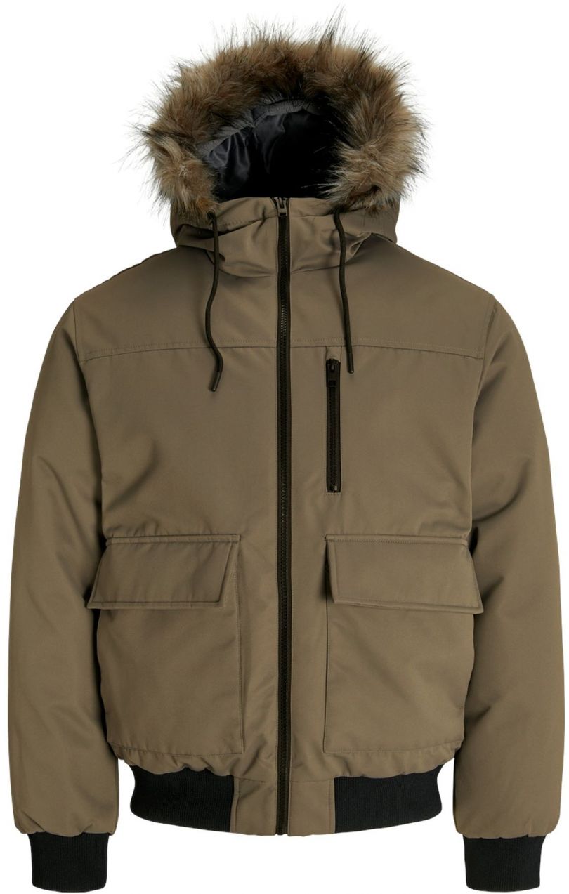 JACK & JONES Zimná bunda 'CHARLIE'  tmavobéžová / čierna