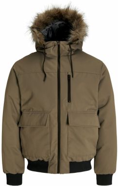 JACK & JONES Zimná bunda 'CHARLIE'  tmavobéžová / čierna