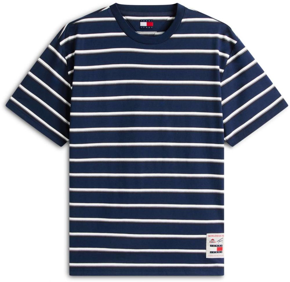 Tommy Jeans Tričko  námornícka modrá / biela