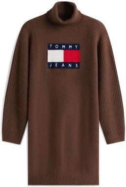 Tommy Jeans Pletené šaty  námornícka modrá / hnedá / červená / biela