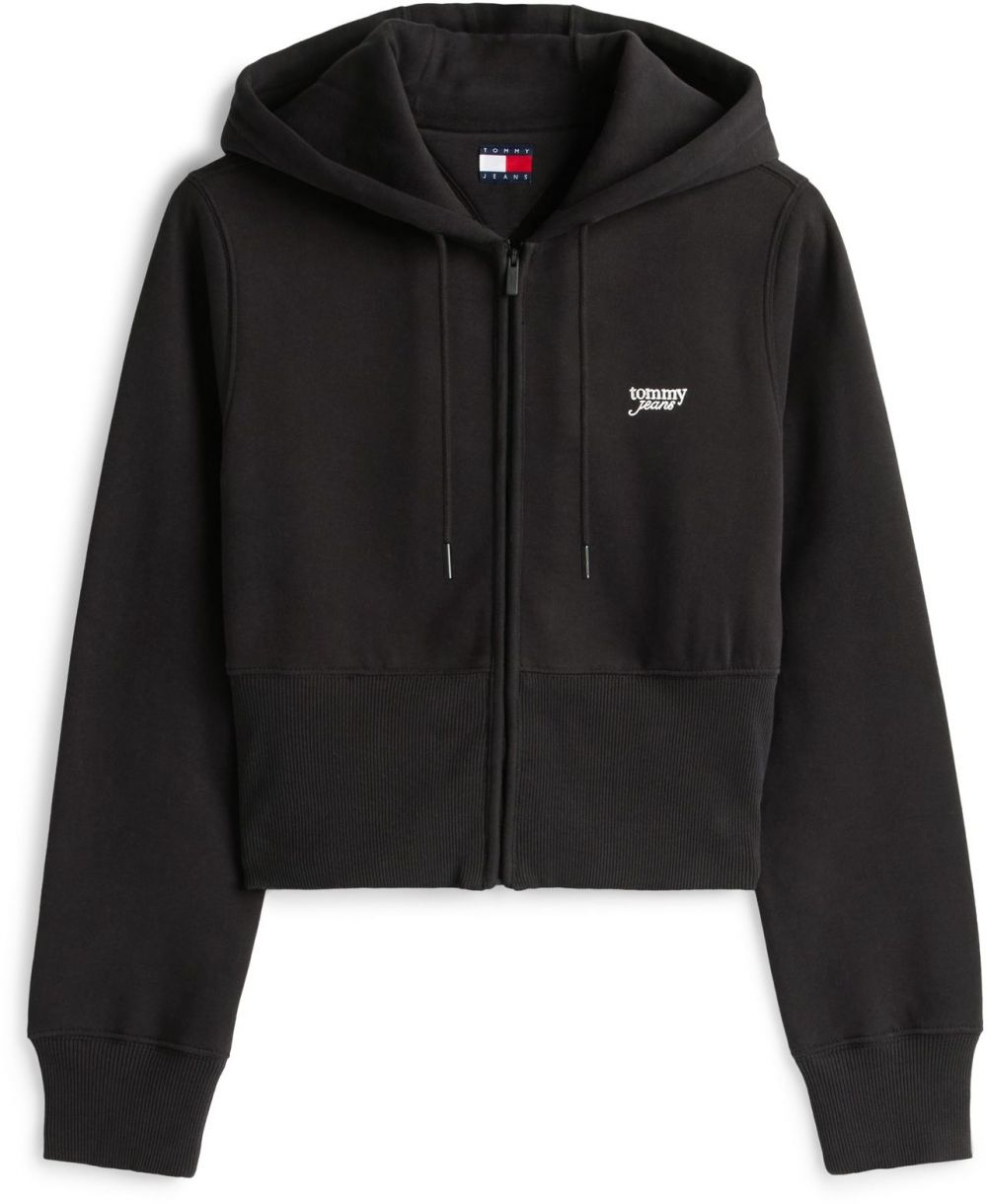 Tommy Jeans Tepláková bunda  čierna / biela