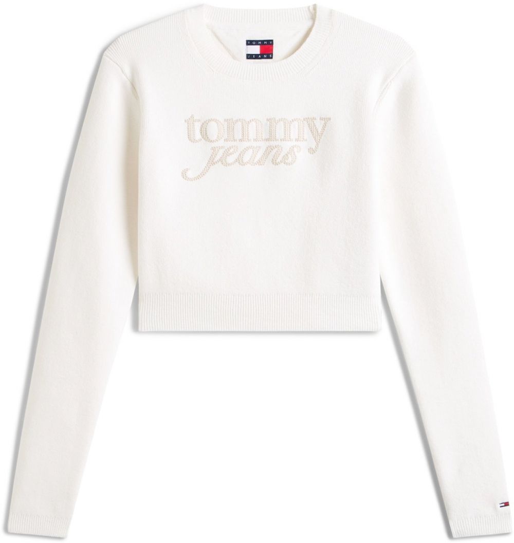 Tommy Jeans Sveter  béžová / námornícka modrá / červená / biela