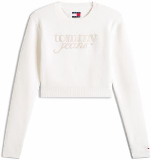 Tommy Jeans Sveter  béžová / námornícka modrá / červená / biela