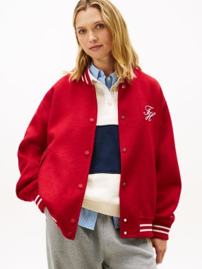 TOMMY HILFIGER Prechodná bunda  karmínovo červená / biela