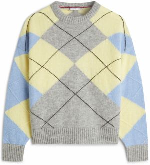 TOMMY HILFIGER Sveter  svetlomodrá / žltá / sivá melírovaná / čierna