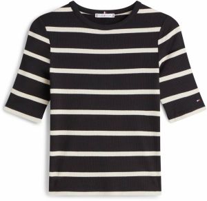 TOMMY HILFIGER Tričko  čierna / šedobiela