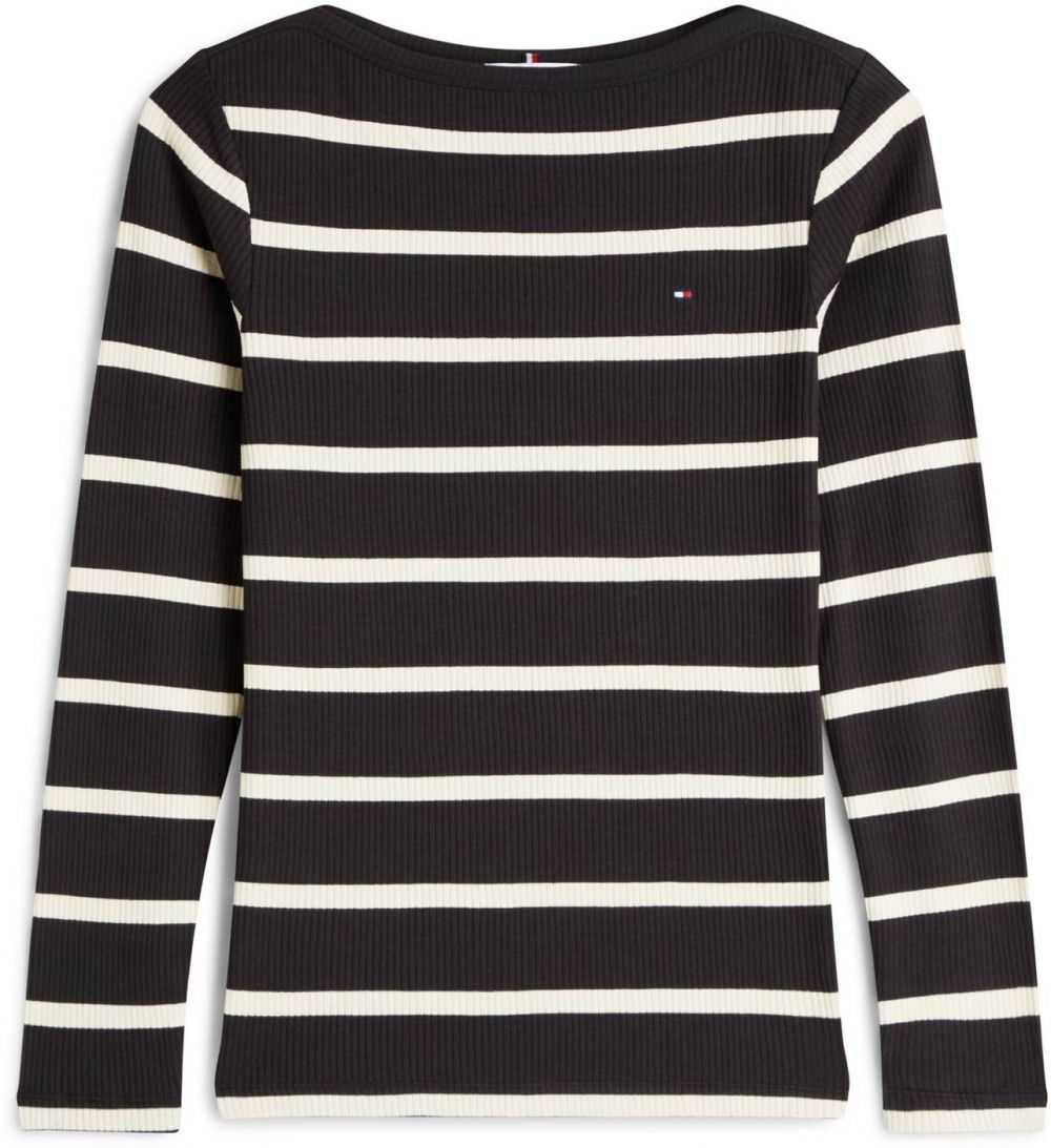 TOMMY HILFIGER Tričko  čierna / biela ako vlna