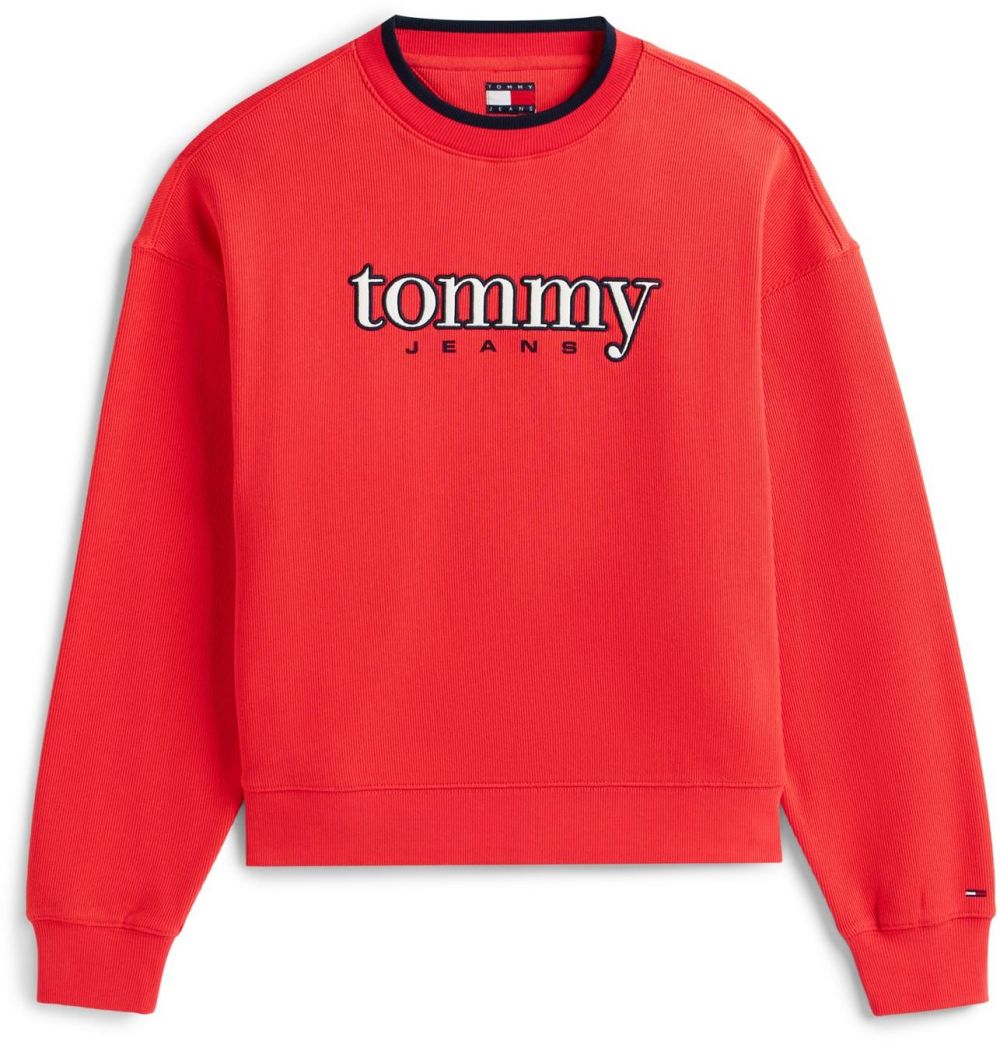 Tommy Jeans Mikina  jasne červená / čierna / biela