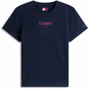 Tommy Jeans Tričko 'ESSENTIAL'  námornícka modrá / jasne červená