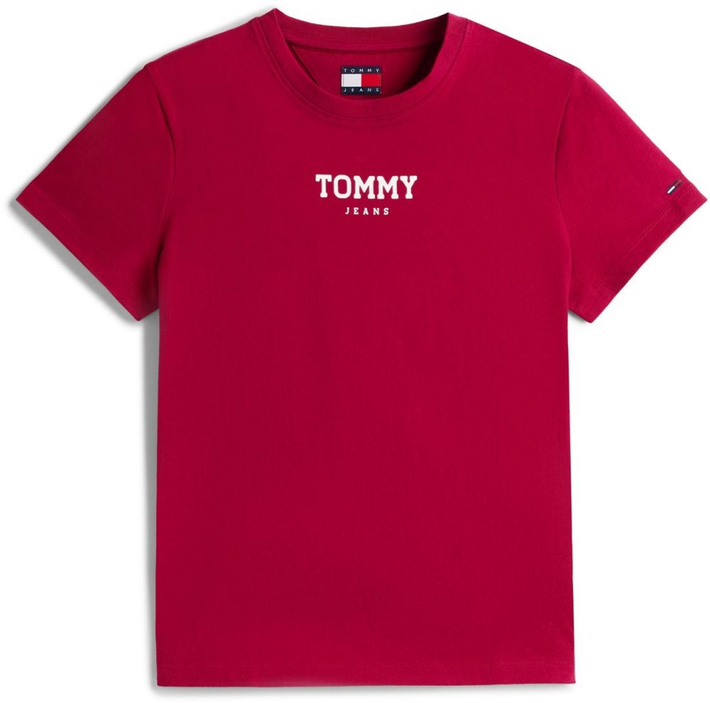 Tommy Jeans Tričko 'ESSENTIAL'  farba lesného ovocia / biela
