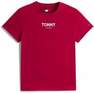 Tommy Jeans Tričko 'ESSENTIAL'  farba lesného ovocia / biela